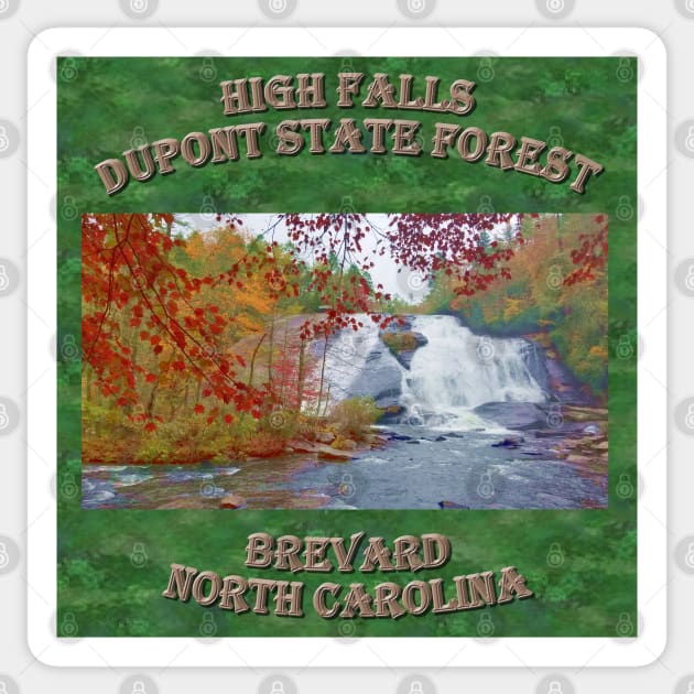 Brevard North Carolina NC High Falls DuPont State Forest - Pretty and Beautiful Waterfall Mountain Nature Scene Tan Letter Version Sticker by CDC Gold Designs